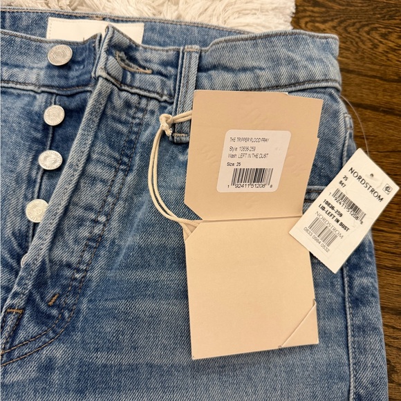 MOTHER Superior The Tripper High Waist Flood Frayed Flare Blue Jeans - Picture 8 of 9